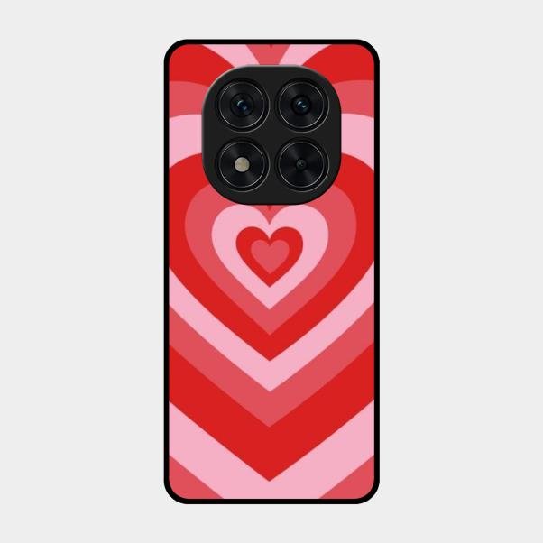 Latte Love Patter Glass Case Cover - Red For Poco X7 5G