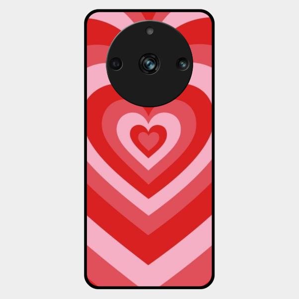 Latte Love Patter Glass Case Cover - Red For Realme 11 Pro Plus 5G