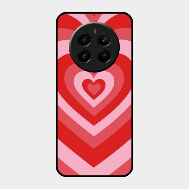 Latte Love Patter Glass Case Cover - Red For Realme 12 Plus 5G