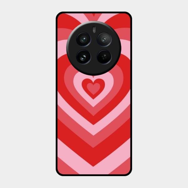 Latte Love Patter Glass Case Cover - Red For Realme 12 Pro 5G