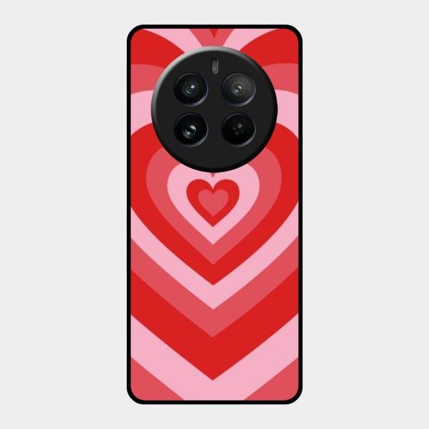 Latte Love Patter Glass Case Cover - Red For Realme 12 Pro Plus 5G