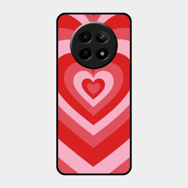 Latte Love Patter Glass Case Cover - Red For Realme 12X 5G