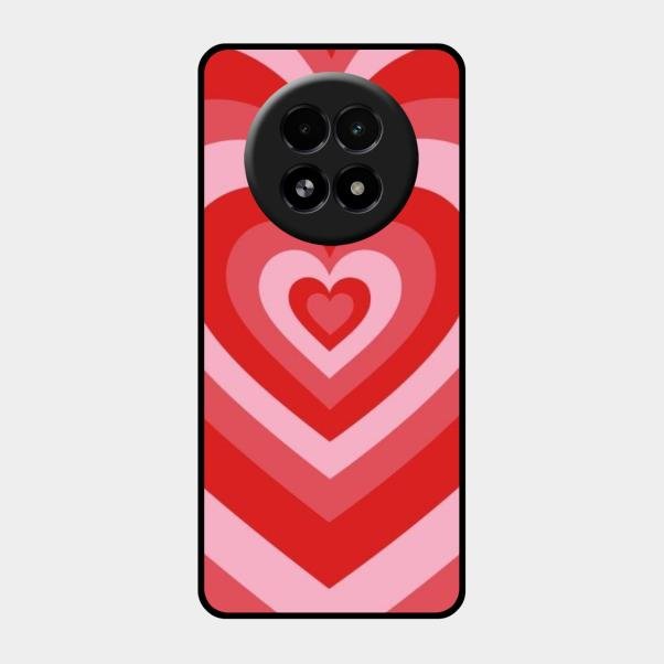 Latte Love Patter Glass Case Cover - Red For Realme 13 5G