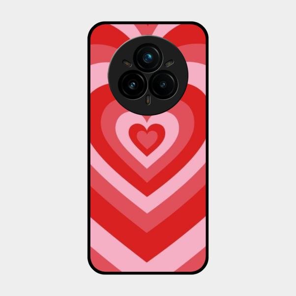 Latte Love Patter Glass Case Cover - Red For Realme 14 Pro 5G