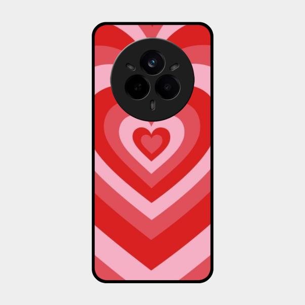 Latte Love Patter Glass Case Cover - Red For Realme 14 Pro Plus 5G