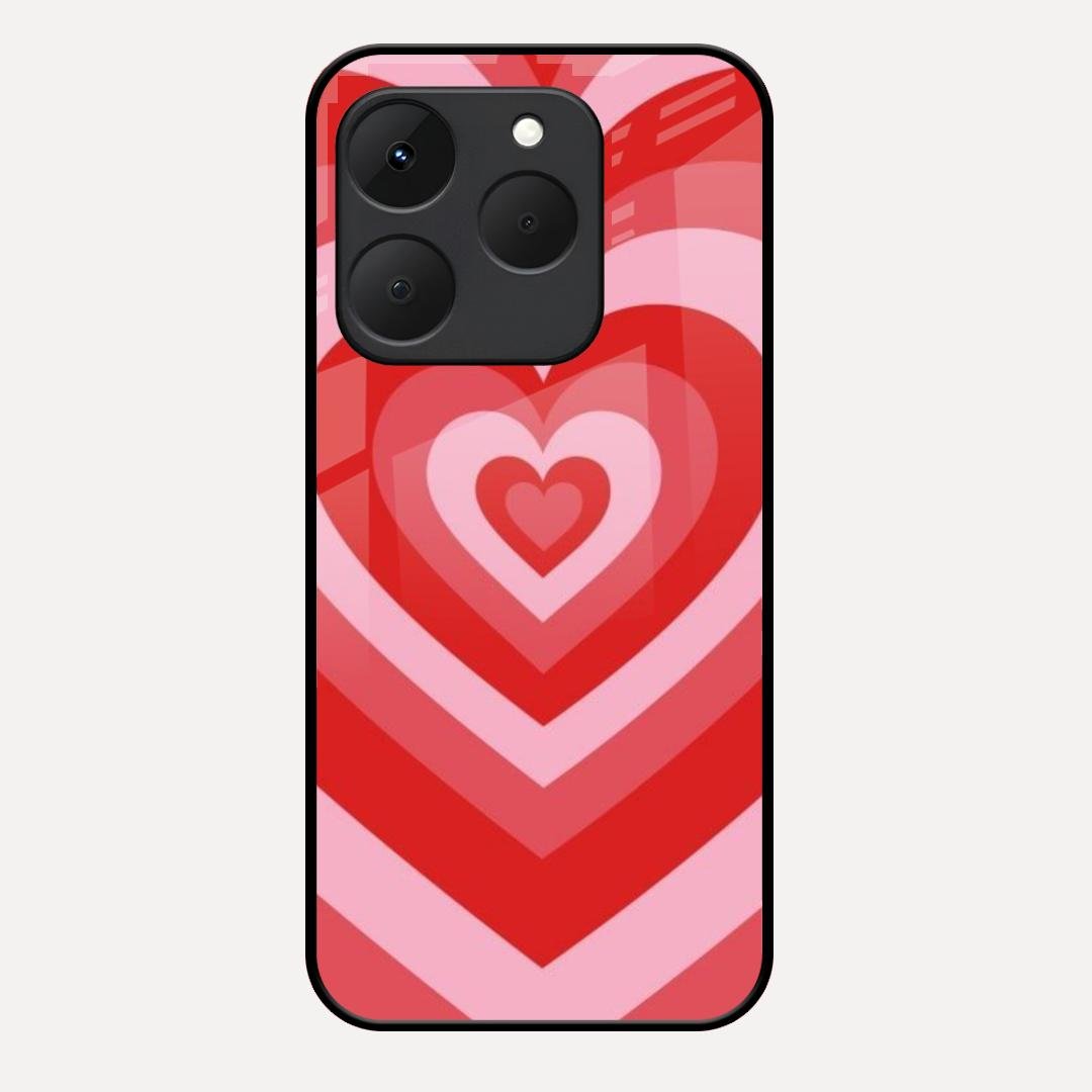 Latte Love Patter Glass Case Cover - Red For Realme 15T 5G