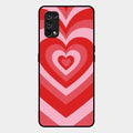 Latte Love Patter Glass Case Cover - Red For Realme 7 Pro