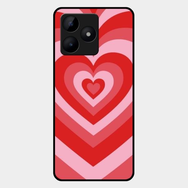 Latte Love Patter Glass Case Cover - Red For Realme C53
