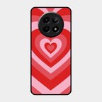 Latte Love Patter Glass Case Cover - Red For Realme C65 5G