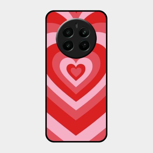 Latte Love Patter Glass Case Cover - Red For Realme Narzo 70 Pro 5G