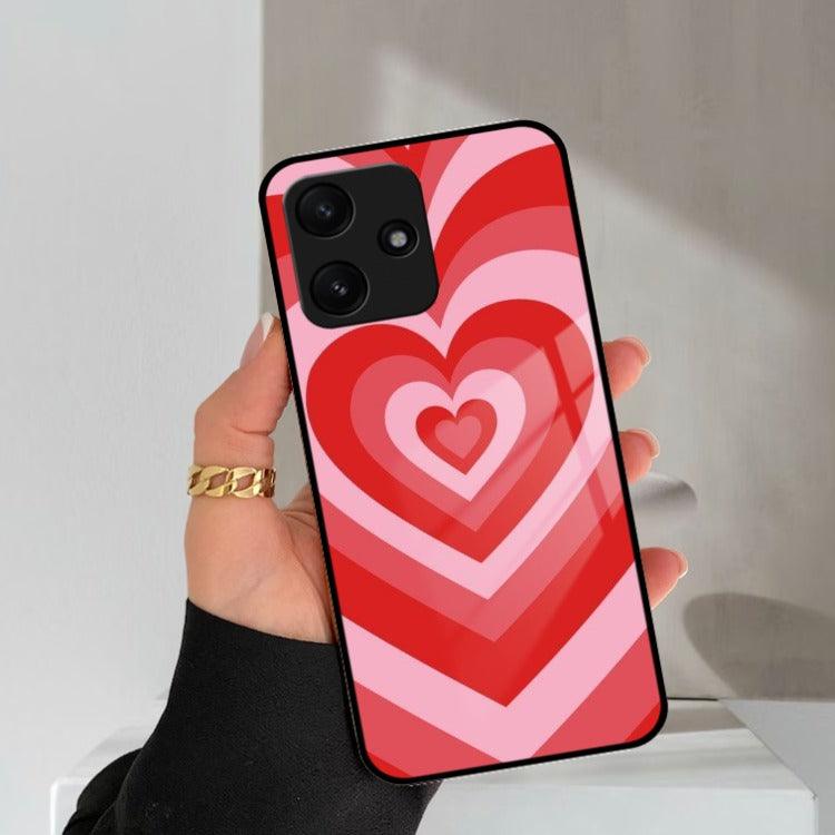 Latte Love Patter Glass Case Cover - Red Redmi/Xiaomi