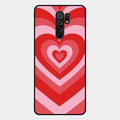 Latte Love Patter Glass Case Cover - Red For Redmi 9 Prime