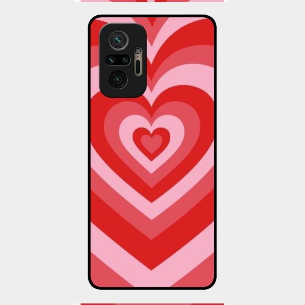 Latte Love Patter Glass Case Cover - Red For Redmi Note 10 Pro Max