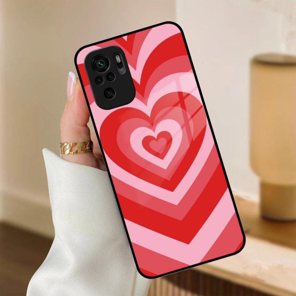 Latte Love Patter Glass Case Cover - Red Redmi/Xiaomi