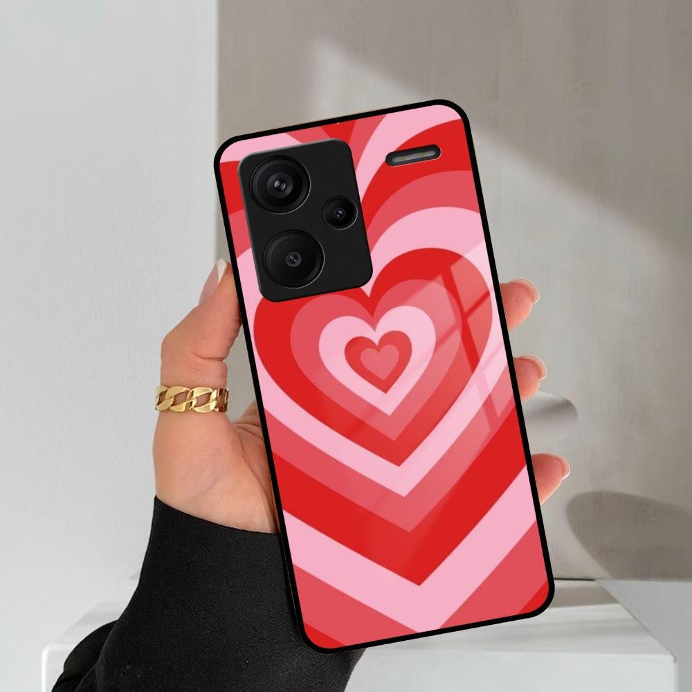 Latte Love Patter Glass Case Cover - Red Redmi/Xiaomi