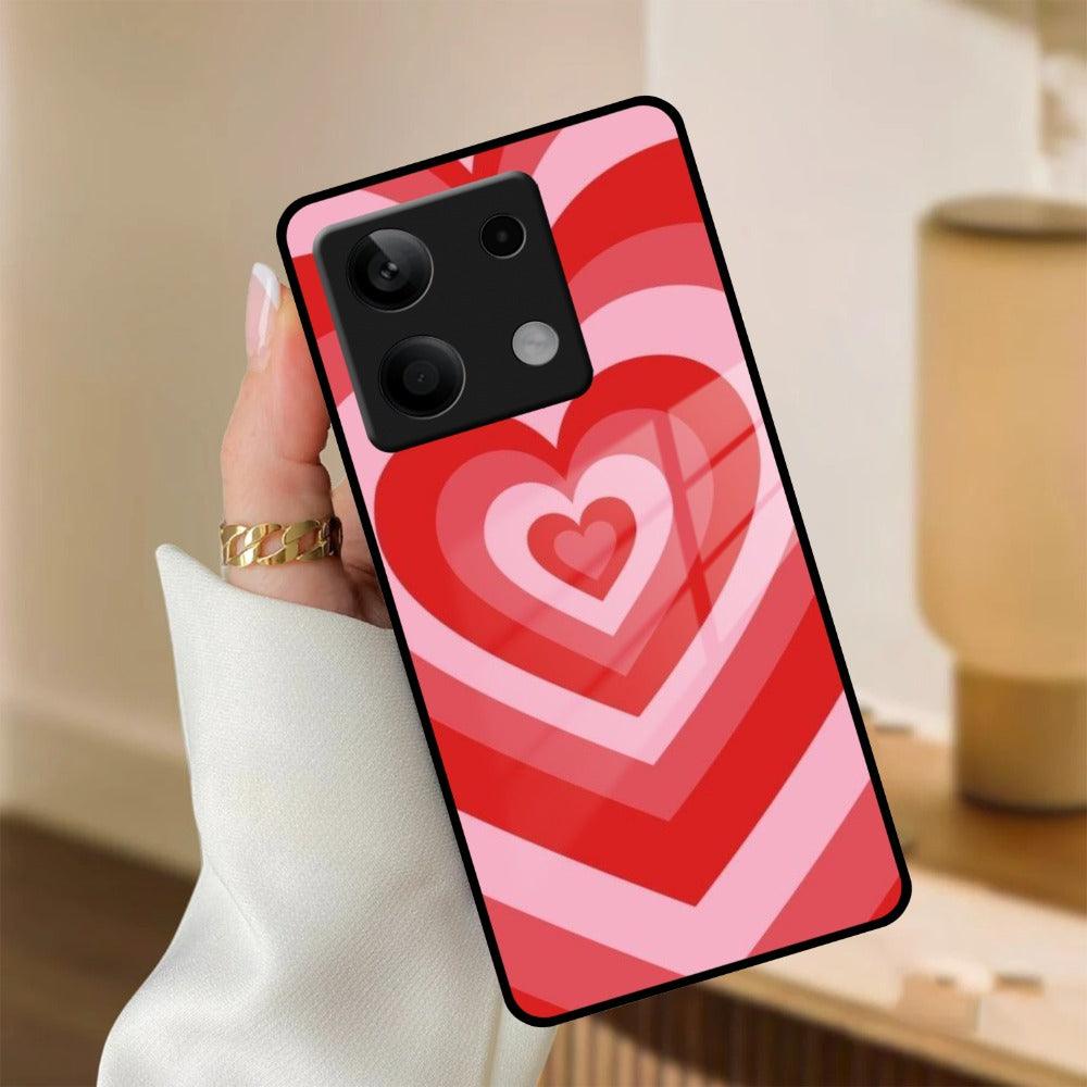 Latte Love Patter Glass Case Cover - Red Redmi/Xiaomi