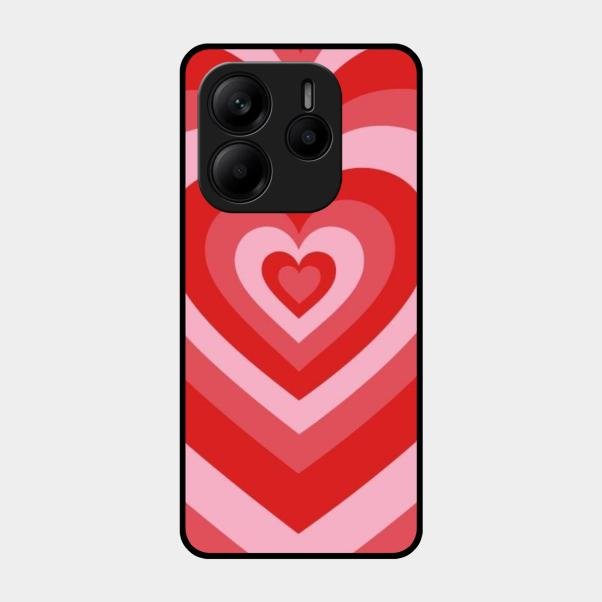 Latte Love Patter Glass Case Cover - Red For Redmi Note 14 5G