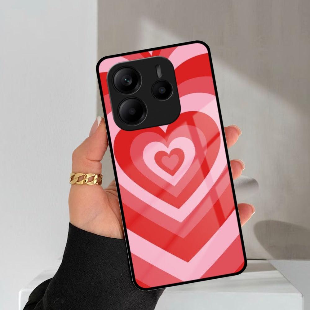 Latte Love Patter Glass Case Cover - Red Redmi/Xiaomi