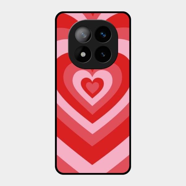 Latte Love Patter Glass Case Cover - Red For Redmi Note 14 Pro Plus 5G