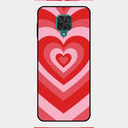 Latte Love Patter Glass Case Cover - Red For Redmi Note 9 Pro Max