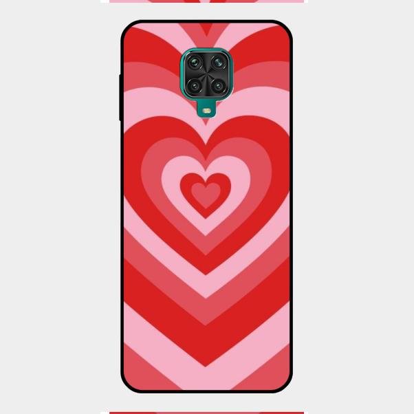 Latte Love Patter Glass Case Cover - Red For Redmi Note 9 Pro Max