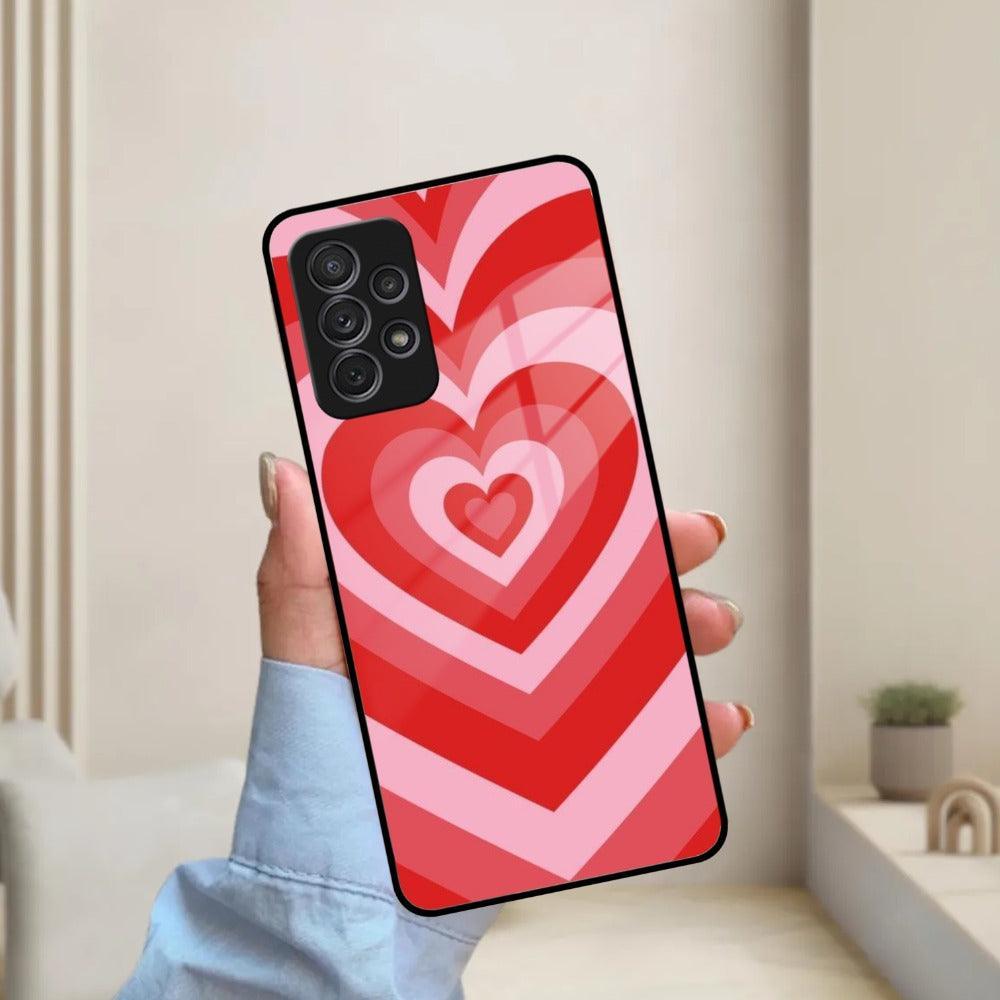 Latte Love Patter Glass Case Cover - Red For Samsung