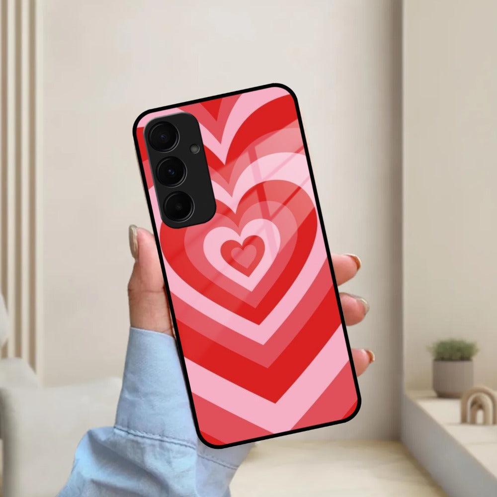 Latte Love Patter Glass Case Cover - Red For Samsung