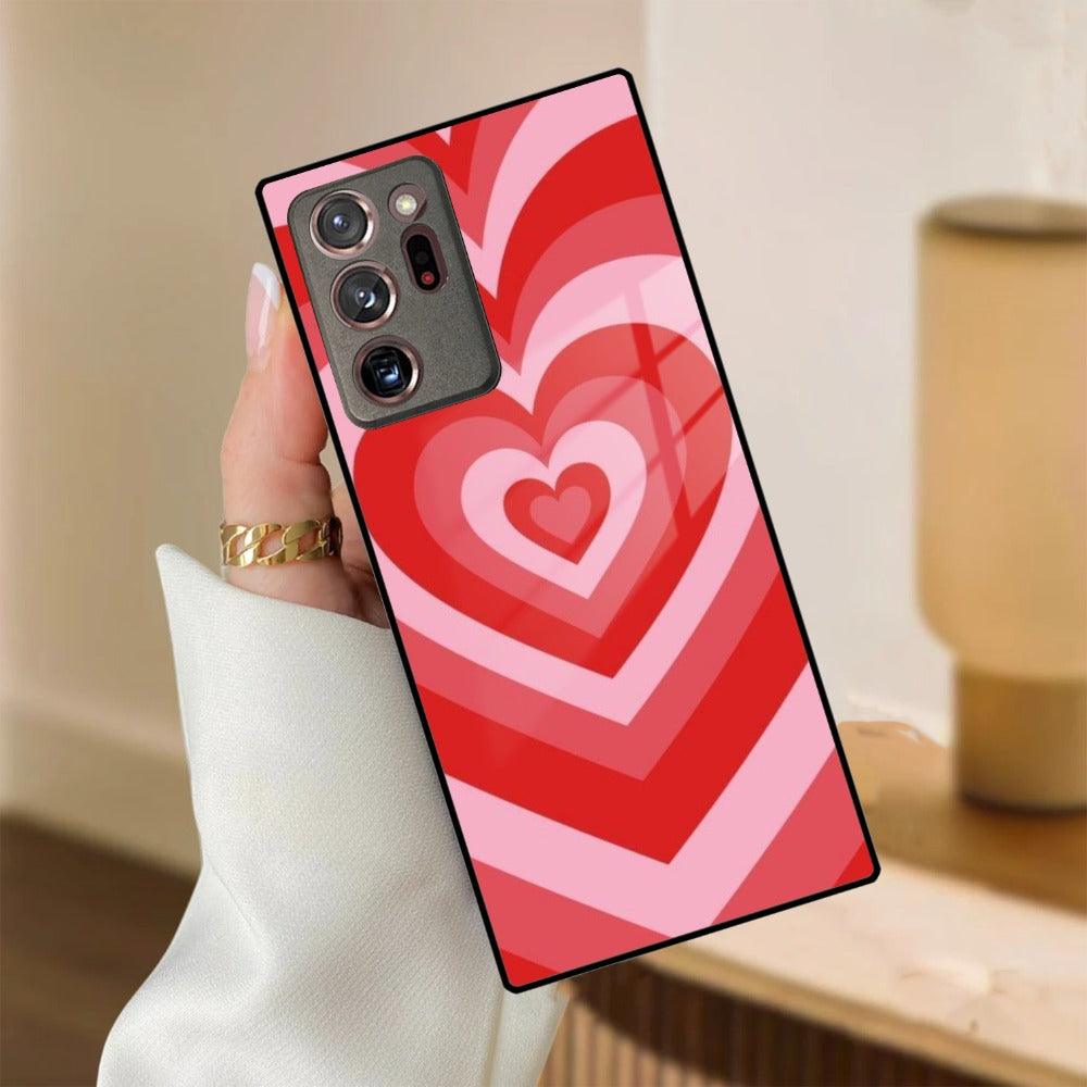 Latte Love Patter Glass Case Cover - Red For Samsung