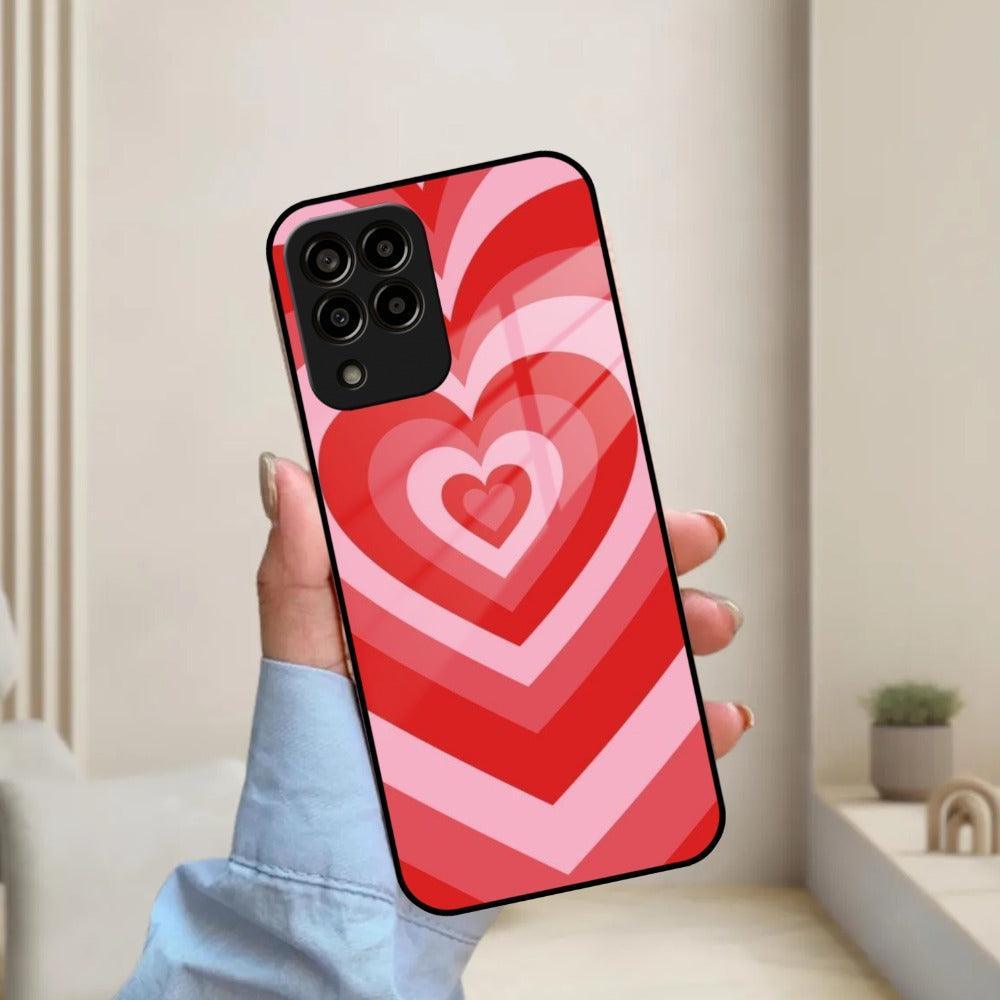 Latte Love Patter Glass Case Cover - Red For Samsung