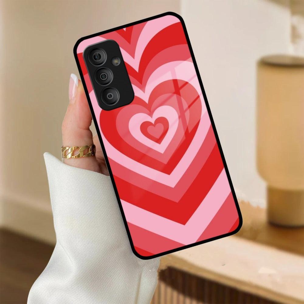 Latte Love Patter Glass Case Cover - Red For Samsung