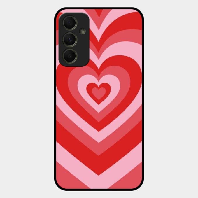 Latte Love Patter Glass Case Cover - Red For Samsung Galaxy A34 5G