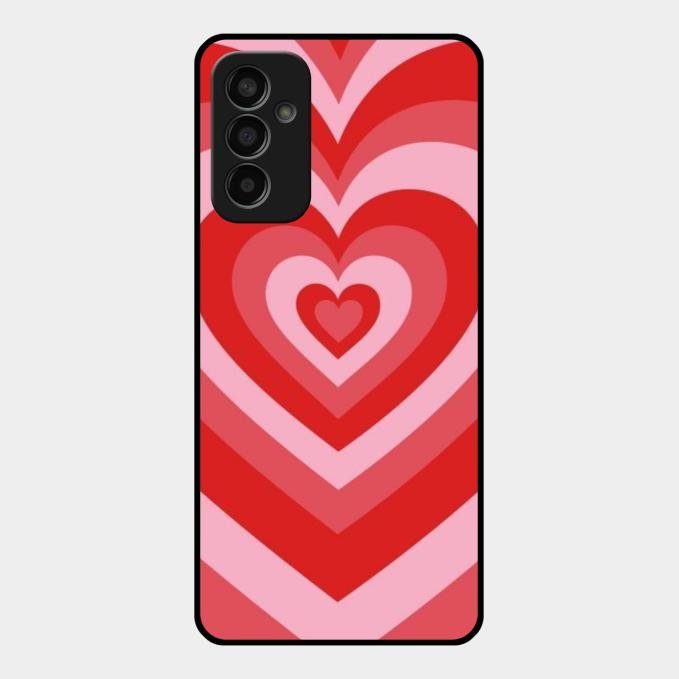 Latte Love Patter Glass Case Cover - Red For Samsung Galaxy F13