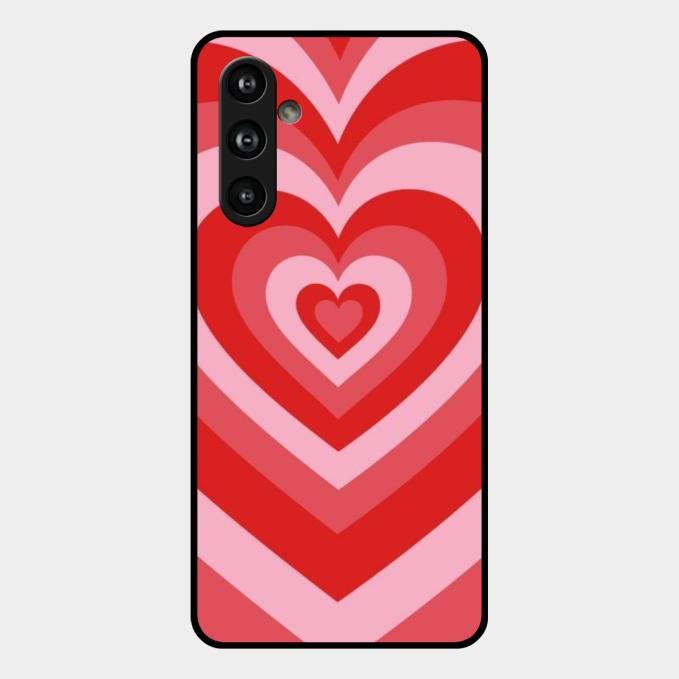 Latte Love Patter Glass Case Cover - Red For Samsung Galaxy F54 5G
