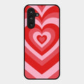 Latte Love Patter Glass Case Cover - Red For Samsung Galaxy M16 5G