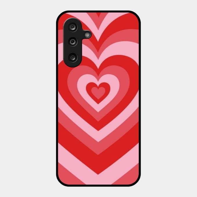 Latte Love Patter Glass Case Cover - Red For Samsung Galaxy M16 5G