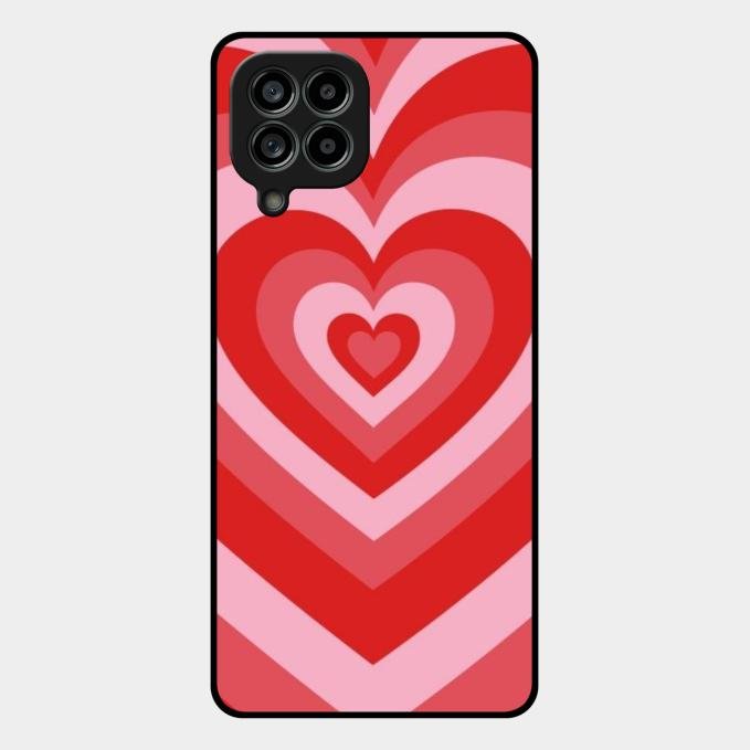 Latte Love Patter Glass Case Cover - Red For Samsung Galaxy M53 5G