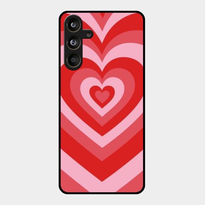 Latte Love Patter Glass Case Cover - Red For Samsung Galaxy M55 5G