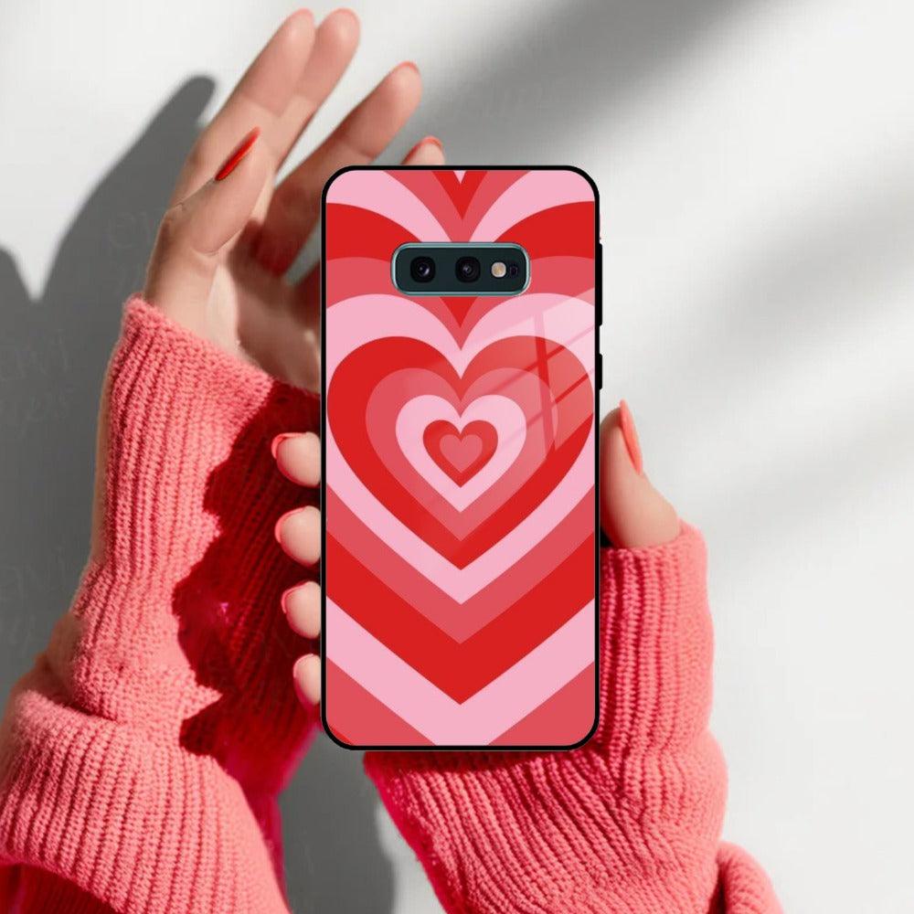 Latte Love Patter Glass Case Cover - Red For Samsung