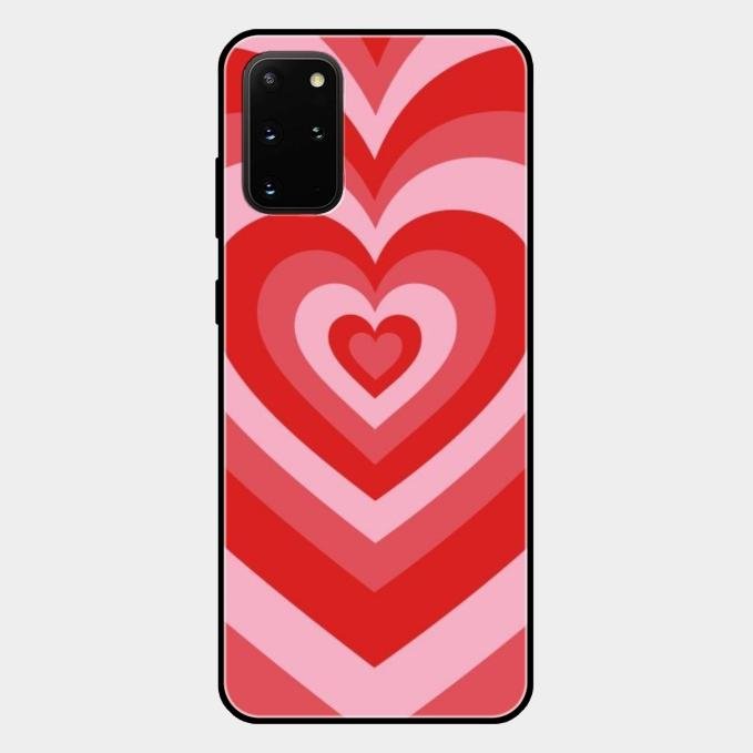 Latte Love Patter Glass Case Cover - Red For Samsung Galaxy S20 Plus