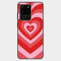 Latte Love Patter Glass Case Cover - Red For Samsung Galaxy S20 Ultra