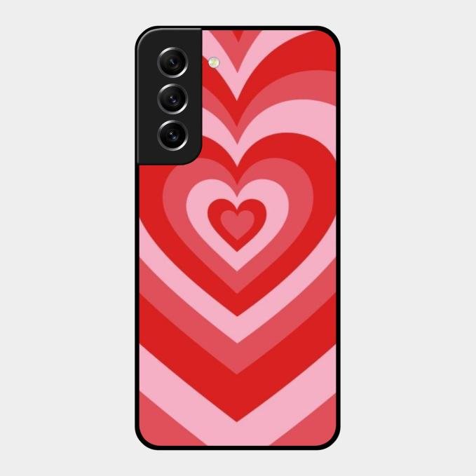 Latte Love Patter Glass Case Cover - Red For Samsung Galaxy S21 Fe 5G