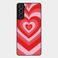 Latte Love Patter Glass Case Cover - Red For Samsung Galaxy S21 Plus