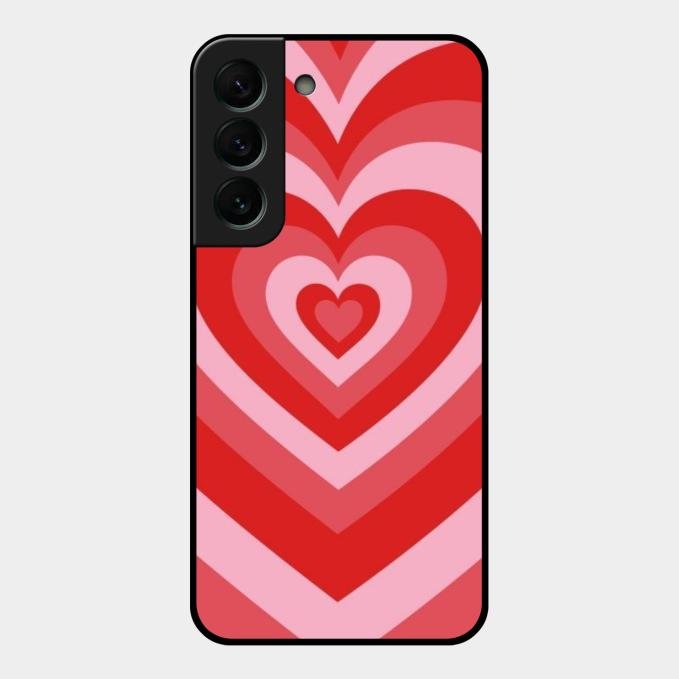 Latte Love Patter Glass Case Cover - Red For Samsung Galaxy S22 Plus 5G