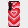 Latte Love Patter Glass Case Cover - Red For Samsung Galaxy S23 5G