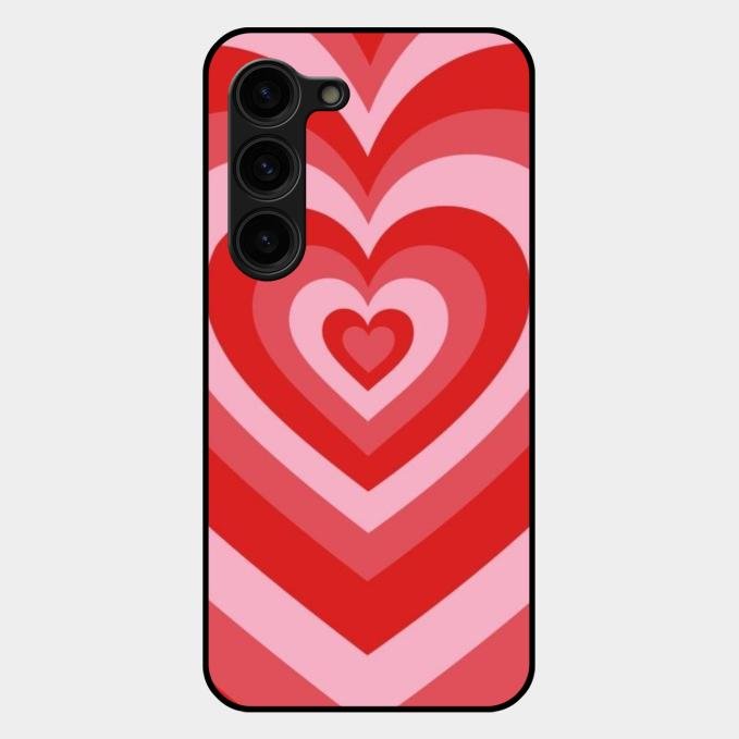 Latte Love Patter Glass Case Cover - Red For Samsung Galaxy S23 Plus 5G