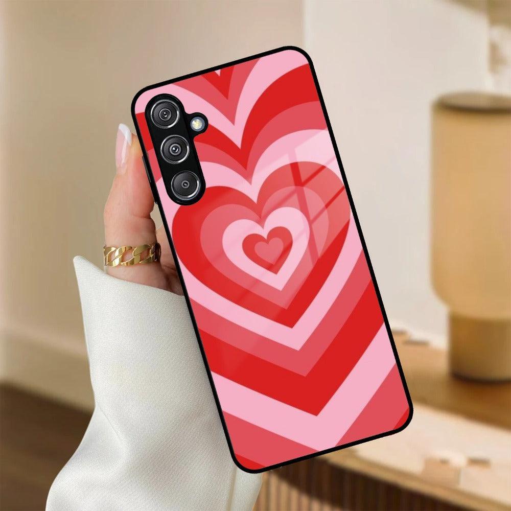 Latte Love Patter Glass Case Cover - Red For Samsung