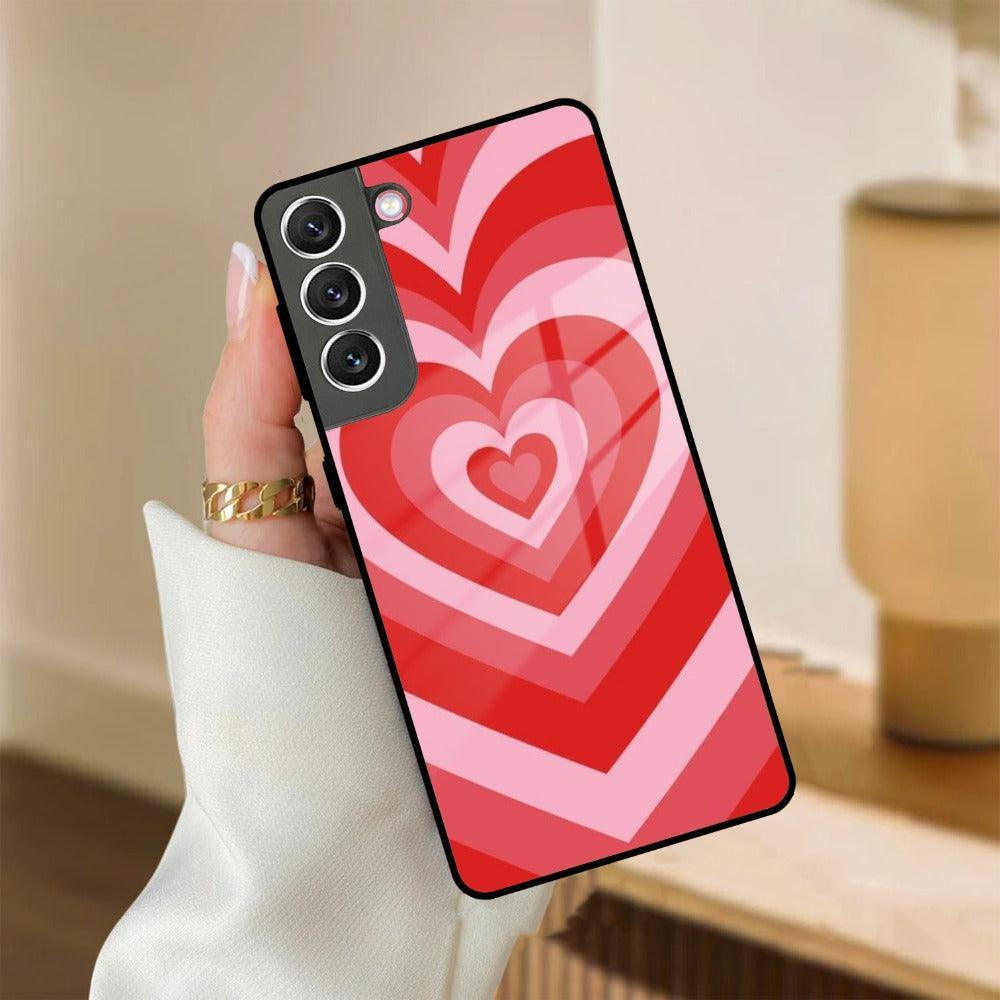 Latte Love Patter Glass Case Cover - Red For Samsung