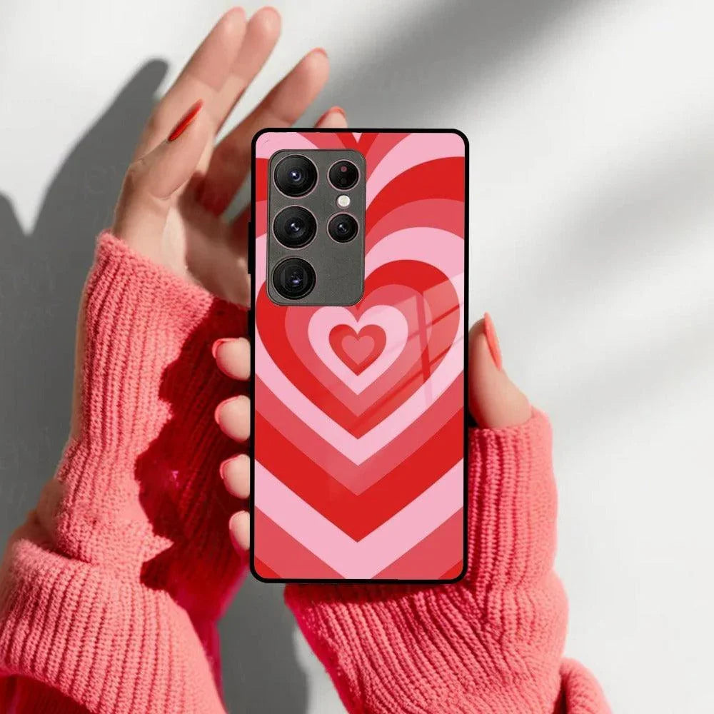 Latte Love Patter Glass Case Cover - Red For Samsung - ShopOnCliQ
