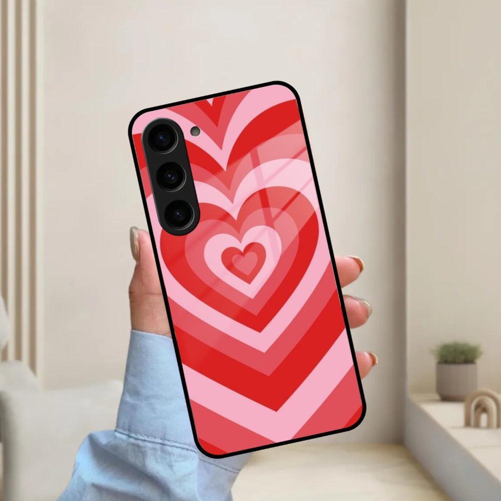 Latte Love Patter Glass Case Cover - Red For Samsung