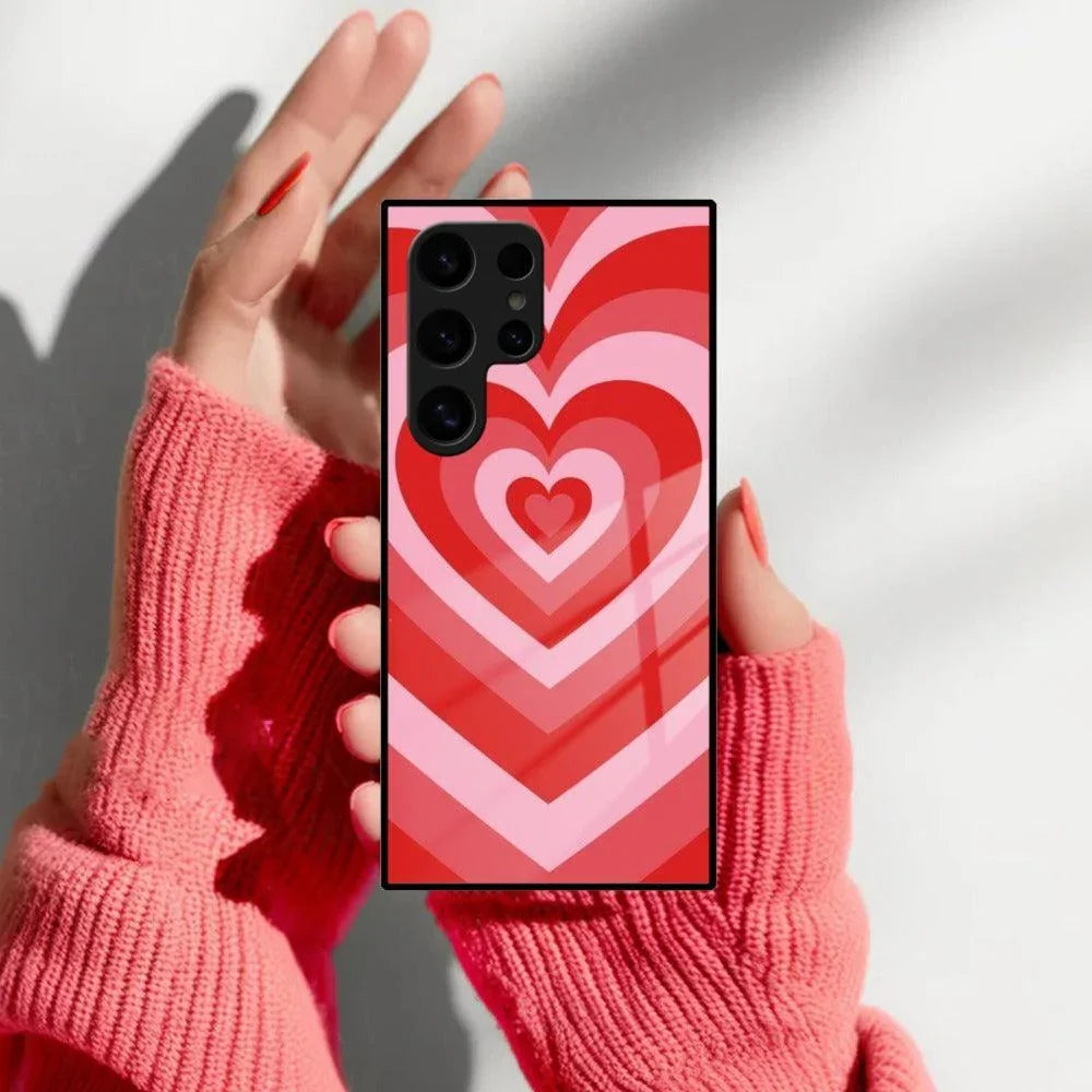 Latte Love Patter Glass Case Cover - Red For Samsung - ShopOnCliQ